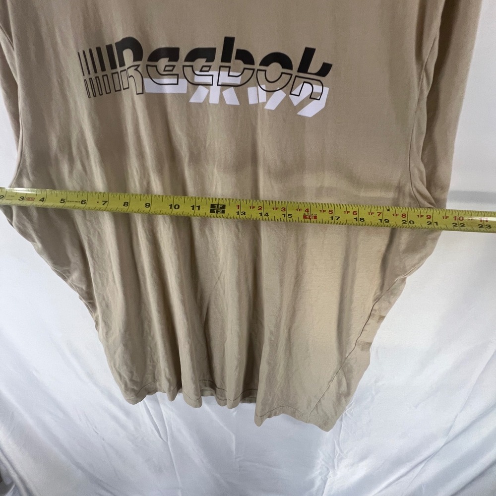Reebok Mens Graphic T-Shirt Tan Khaki Short Sleeve Crewneck Logo Tee XL - Picture 4 of 6